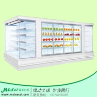 冰柜品牌哪个好？4.45米欧款外机组合风幕柜惠州水果冷柜价格