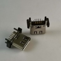 TYPE-C母座外壳四角插板直插DIP母座端子直-板12P H8