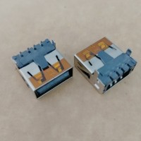 A母  后两脚插板母座90度DIP短体直脚直边黑胶铜壳