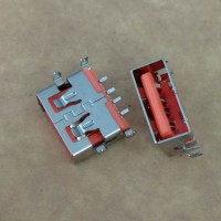USB  沉板母座 4P 沉板 四脚插板 180度贴片SMT 橙胶