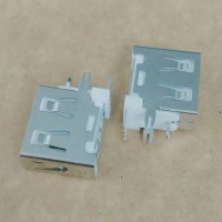 USB 侧插5P母座 短体 侧插式带开关脚 三脚固定 白胶 直边