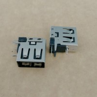 USB 侧插母座 4P 90度侧插 三脚固定 短体 直边 铁壳