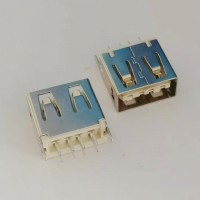 USB 母座 8PIN 双面插 180度直立式插板DIP 直脚直边 白色胶