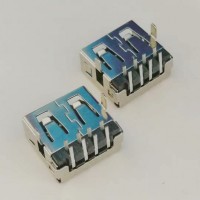 USB 双面插母座 90度插板DIP 直脚 直边 8PIN 正反插 无垫片