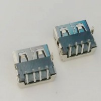 USB AF  双面插母座 90度插板DIP 直边 8PIN 正反插 带垫