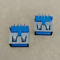 短体 A母 插座 后两脚插板 90度DIP 直脚 直边 蓝胶 铁壳
