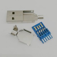 USB 公头 三件式 三件套 上下壳+A公胶芯 9PIN 焊线式