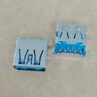 USB  AF沉板母座 9P 沉板 90度DIP 铜壳 直边 蓝胶