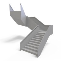 广州筑梦会所预制整体钢结构折线楼梯