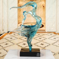 天鹅摆件透明树脂客厅玄关桌面装饰家居动物现代艺术品雕塑蓝