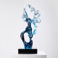简约太湖石透明抽象雕塑摆件酒店大堂大厅样板房间客厅工艺品摆饰