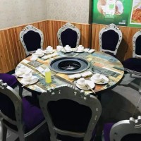 欢腾科技供应KSY500圆形自助烧烤炉专用无烟火锅烧烤桌下排烟电烤涮一体桌